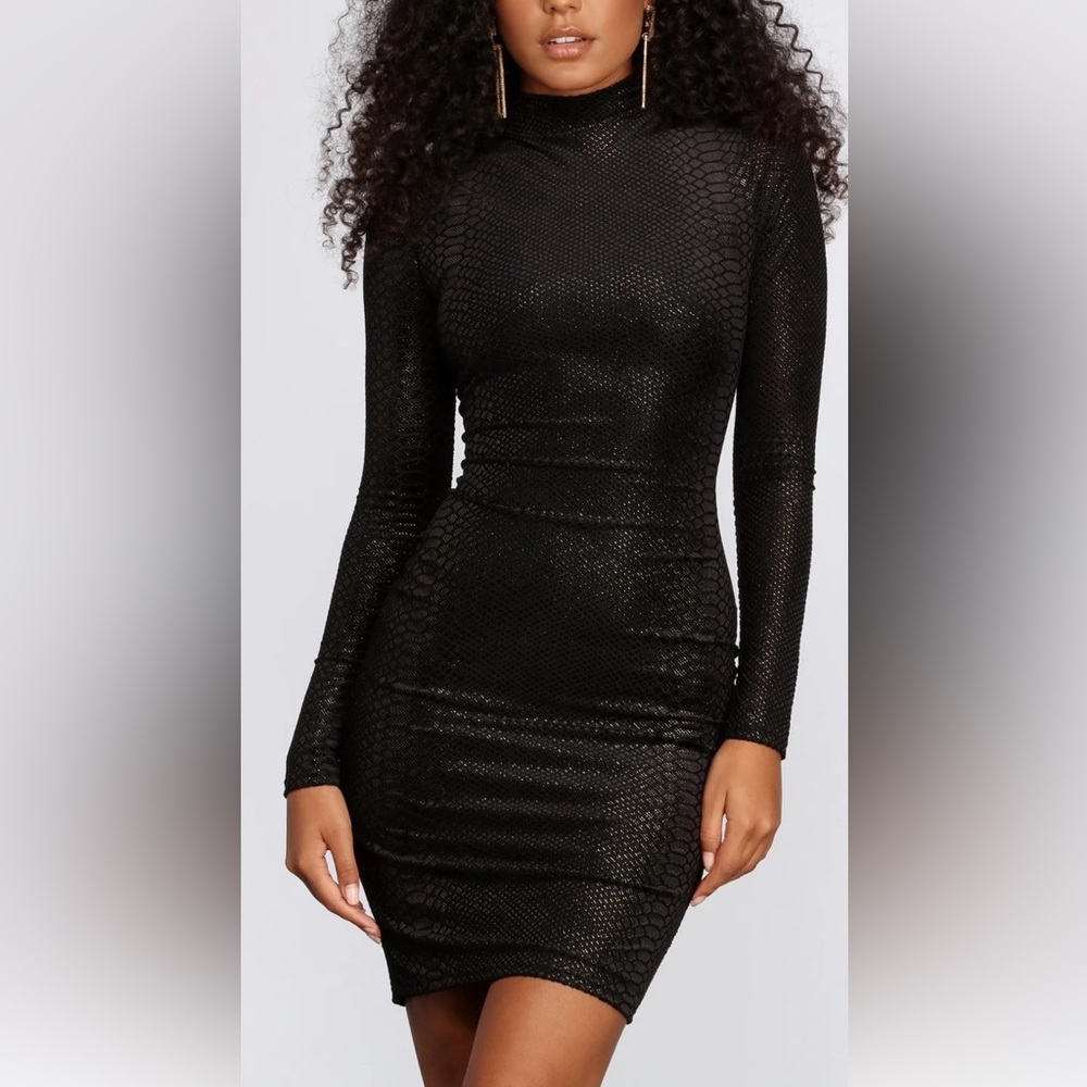 Elegant Black Textured Women's Dress